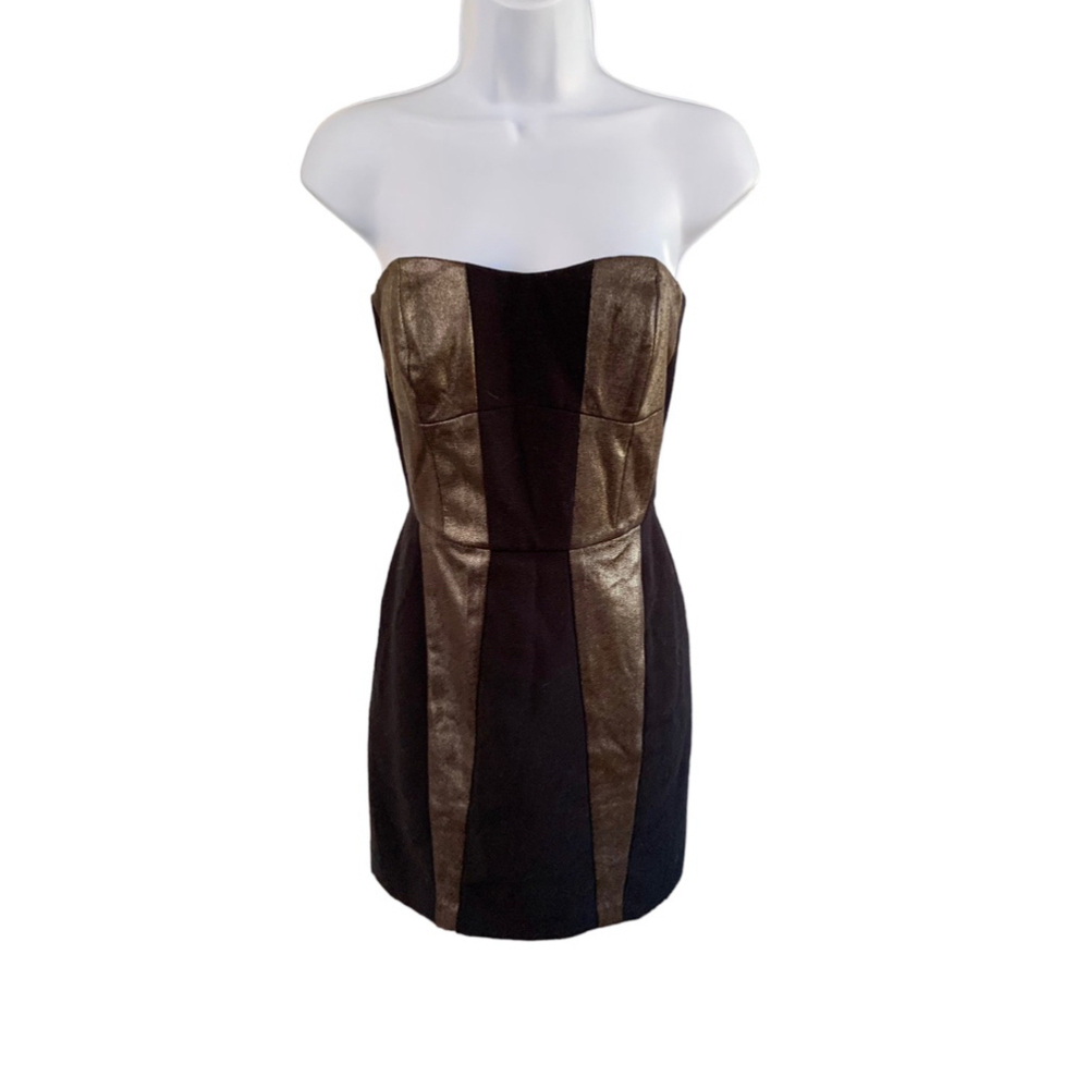French Connection Black Strapless Mini Dress Fitted Vintage Women’s size 6